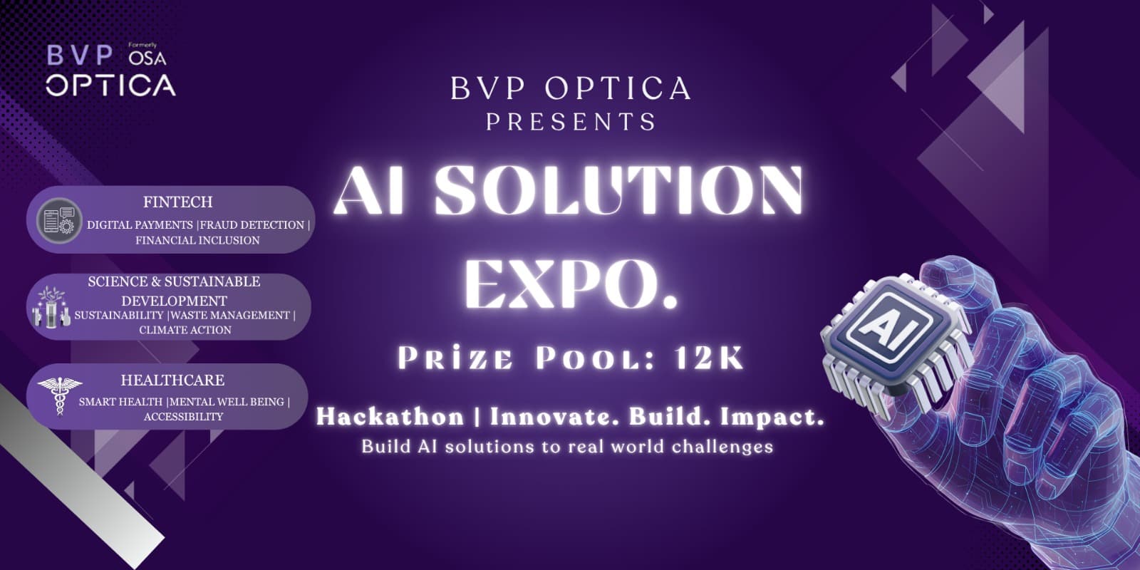 BVP Optica Presents: AI Solution Expo 2026 (16th April) — Official Invitation to Finalist Teams